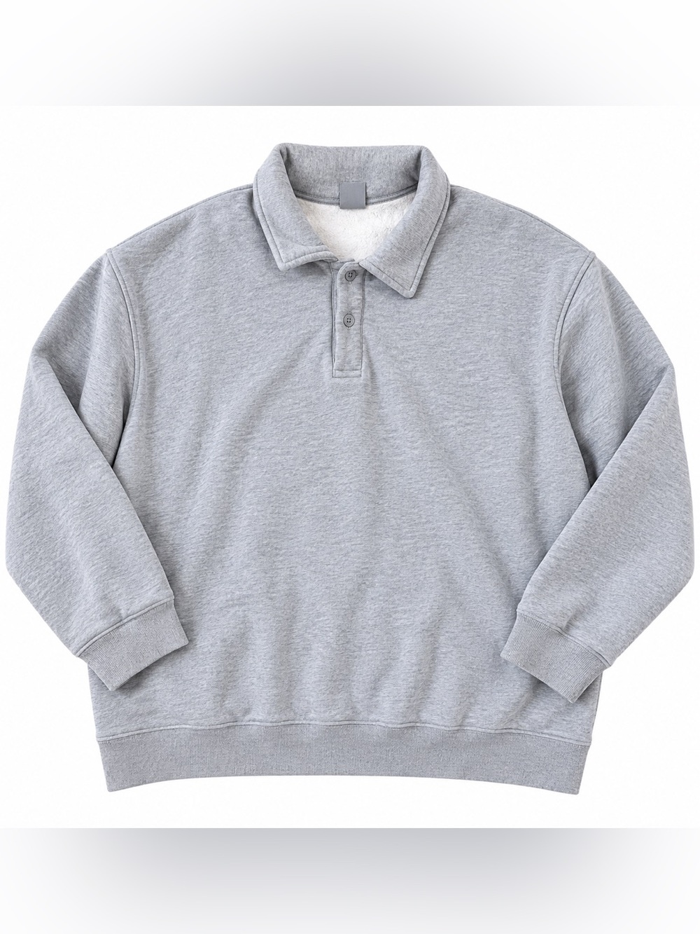 TNA Women's Cozy Fleece Heather Gray Button-Collar Pullover